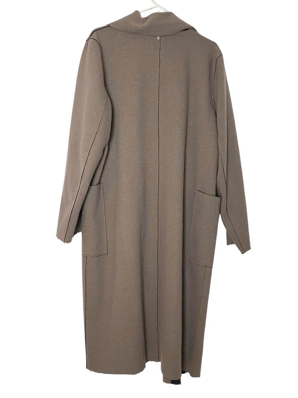 Sosken Bella Coat Trench Jacket Womens Size XL 4 Taupe Gray Pockets Open Front - Picture 2 of 13